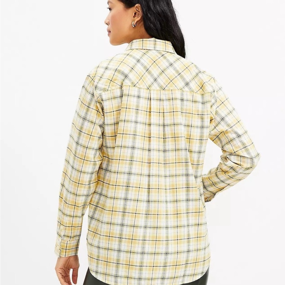 LOFT Yellow Plaid Women's Top - Picture 2 of 7